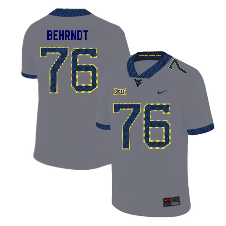 2019 Men #76 Chase Behrndt West Virginia Mountaineers College Football Jerseys Sale-Gray